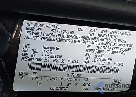 2015 Ford Focus Se z USA, uszkodzony, nr VIN 1FADP3K2XFL263655